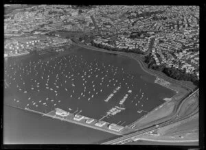 Westhaven Inlet, with harbour bridge approaches, Auckland City