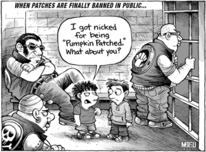 When patches are finally banned in public... "I got nicked for being 'Pumpkin-Patched'. What about you?" 8 March, 2007.