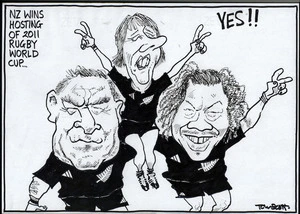 NZ wins hosting of 2011 Rugby World Cup... "Yes!!" 20 November, 2005.