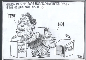 'Winston pulls off rare feat of China trade deal, he has his cake and eats it too...' "Yes!" "No!" 10 April, 2008