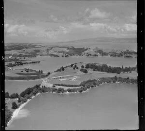 School, Donald Bruce Road, Surfdale,Waiheke Island, looking towards Putaki and Anzac Bay, Auckland Region