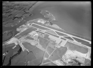 Auckland airport at Mangere, under construction