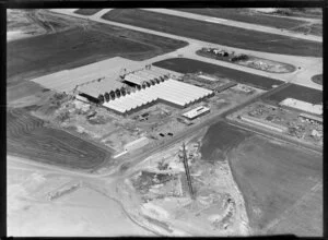 Auckland airport at Mangere, under construction, showing control tower