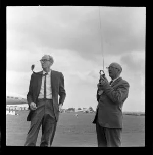 Two officials at the Royal New Zealand Aero Club pageant, Ardmore