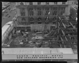 South Pacific Hotel, Queen Street, Auckland, under construction