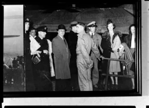 Copy of framed photographic montage of the opening of the TEAL (Tasman Empire Airways Ltd) service, Auckland to Sydney, 1940