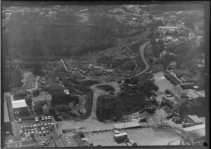 Grafton Gully with bridge and roadworks, Auckland