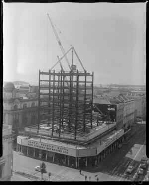 South Pacific Hotel, under construction, Queen Street, Auckland