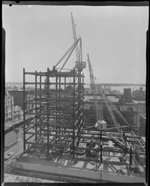 South Pacific Hotel, under construction, Queen Street, Auckland