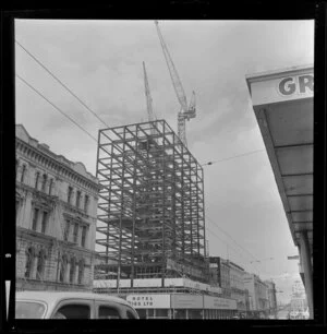 Auckland buildings including South Pacific Hotel under construction