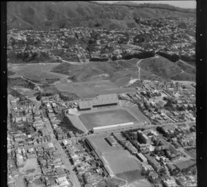 Berhampore, Wellington, including Athletic Park and Macalister Park, Vogeltown in background