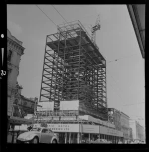 Construction site of South Pacific Hotel, Customs Street, Auckland