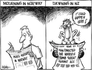Hubbard, James, 1949- :Mourning in Norway - dawning in NZ. 26 July 2011
