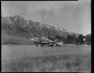 Airland NZ Ltd DC3 topdressing aeroplane being loaded at Queenstown