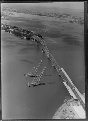 Auckland Harbour Bridge extensions ("Nippon Clipons") under construction