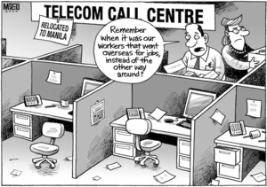 'Telecom Call Centre'. "Remember when it was our workers that went overseas for jobs, instead of the other way around?" 31 July, 2008