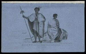 Carmichael, John, 1803-1857 :Male & female Newzealanders. Published by J Maclehose, Hunter Street. Designed & etched by J Carmichael [Sydney, ca 1838?]