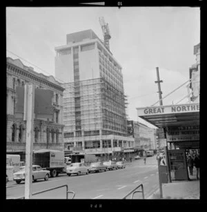 South Pacific Hotel under construction, Queen Street, Auckland