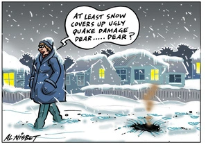 Nisbet, Alistair, 1958- :"At least snow covers up ugly quake damage dear.... dear?" 26 July 2011