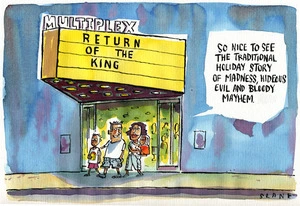 Multiplex. Return of the king. "So nice to see the traditional holiday story of madness, hideous evil and bloody mayhem." 19 December, 2003