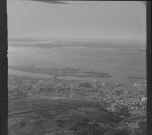 Bluff harbour with view of port and toward Stewart Island