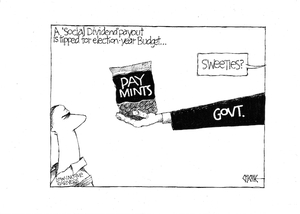 'A "special dividend" payout is tipped for election year Budget...' "Sweeties?" 13 May, 2008