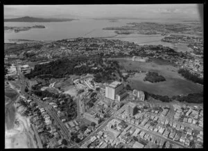 Auckland City Hospital, including War Memorial Museum and Domain in the background