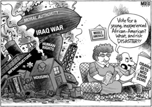 Obama gets nod from Dems. "Vote for a young inexperienced African-American? What, and risk DISASTER?!" 30 August, 2008