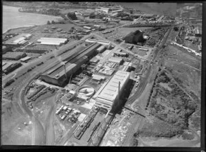 Favona Road [James Fletcher Drive], Otahuhu, Auckland, featuring factories of Pacific Steel Group