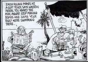 "Zaoui ruling makes NZ a soft touch says Winston Peters. You heard the man, Anwar, stop making bombs and grab your togs, we're swimming there..." 15 September, 2007