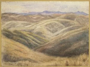 Barton, Cranleigh Harper, 1890-1975 :From top of Okuku Pass beyond Loburn, Canterbury. [ca 1950]