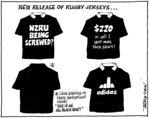 Tremain, Garrick 1941- :New release of rugby jerseys... 12 August 2011