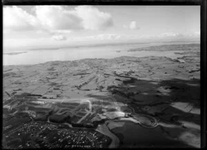 Looking across new subdivision to Howick and harbour, Pakuranga, Manukau, Auckland