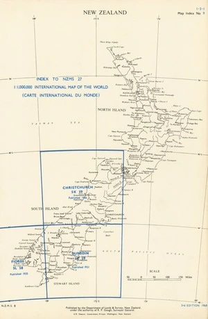 Index to NZMS 27 1:1,000,000 international map of the world (carte international du monde.
