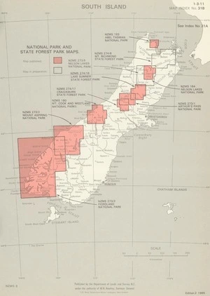 South Island. National park and state forest park maps.