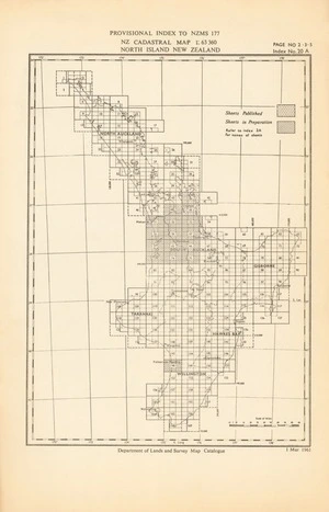 Provisional index to NZMS 177 NZ cadastral map 1:63 360. North Island New Zealand