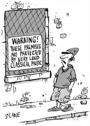 Slane, Christopher, 1957- :WARNING! These premises are protected by very loud classical music. Listener, 27 July 2002.
