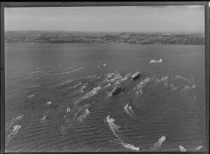 Royal Yacht Britannia entering Auckland Harbour