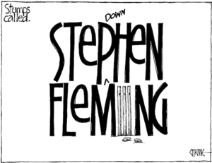 Stumps called. STEP[down]HEN FLEMIIING. [Stephen Fleming] 15 February, 2008