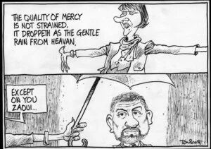 "The quality of mercy is not strained. It droppeth as the gentle rain from heaven. Except on you, Zaoui." 12 February, 2007