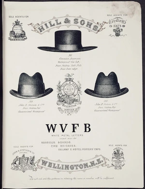[C.] Hill & Sons, Hat and Cap Manufacturers, Wellington, N.Z. [Catalogue page 5. Cowboy hat, and Stetsons]. 1897.
