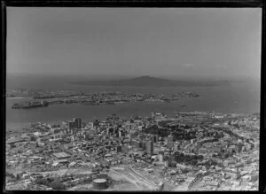 Auckland City including Rangitoto Island in the background