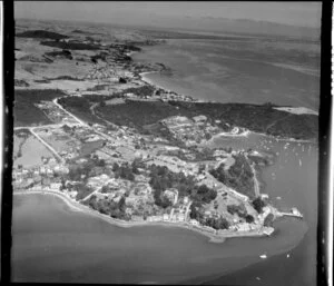 Mangonui and harbour (foreground) Coopers Beach and Cable Bay (centre), Far North District
