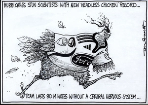 Hurricanes stun scientists with new 'headless chicken' record... Team lasts 80 minutes without a central nervous system... 19 February, 2008