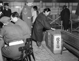 NZEF in Japan - During the recent elections of members of the Japanese House of Representatives, all polling places were visited at least once on polling day by the Intelligence Patrols as a precaution against unlawful practices.