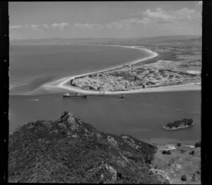 Coastal view featuring Marsden Point Oil Refinery, Whangarei Heads, Northland Region