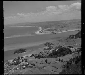 Coastal view featuring Taurikura, Whangarei Harbour, Northland Region, including Marsden Point Oil Refinery in the background