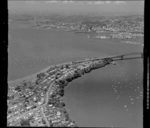 Northcote, North Shore, with Waitemata Harbour, Auckland Harbour Bridge, and Auckland City in the background