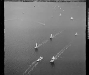 A yacht race on the Waitemata Harbour, Auckland Regatta event
