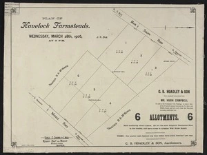 Plan of Havelock farmsteads / Kennedy Bros. & Morgan, surveyors.